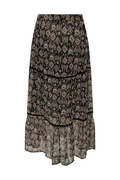 Only Falda Larga Estampada Gasa Negro Sale