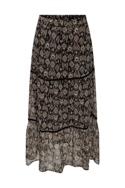 Only Falda Larga Estampada Gasa Negro Sale