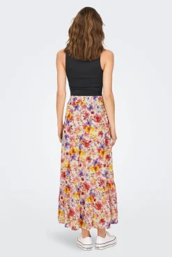 Only Falda Larga Fluida Rosa Online