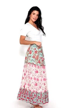 Brave Soul Falda Larga Tricolor Con Estampado De Flores Estampado Turquesa