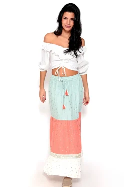 Brave Soul Falda Larga Tricolor Estampado Oro Estampado Tostado Hot