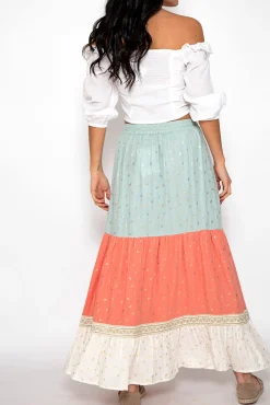 Brave Soul Falda Larga Tricolor Estampado Oro Estampado Tostado Hot