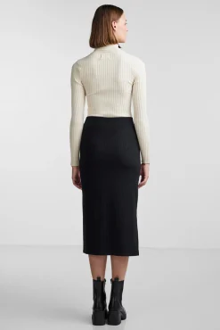Pieces Falda Midi Negro Best