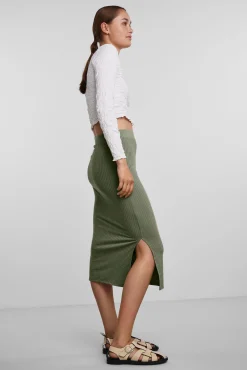 Pieces Falda Midi Verde
