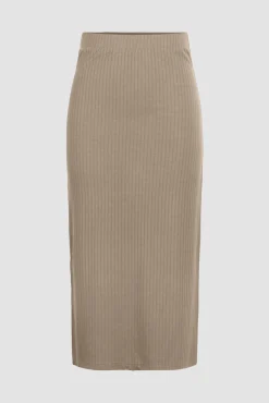 Pieces Falda Midi Marron Hot