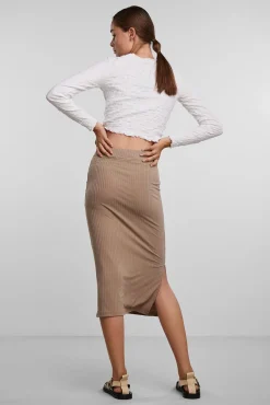 Pieces Falda Midi Marron Hot