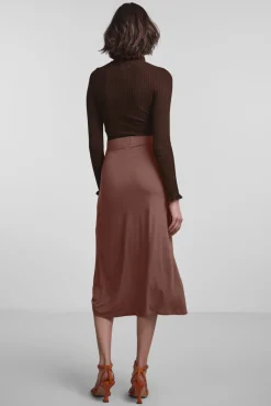 Pieces Falda Midi Con Cierre En Forma De Lazo. Rojo Best