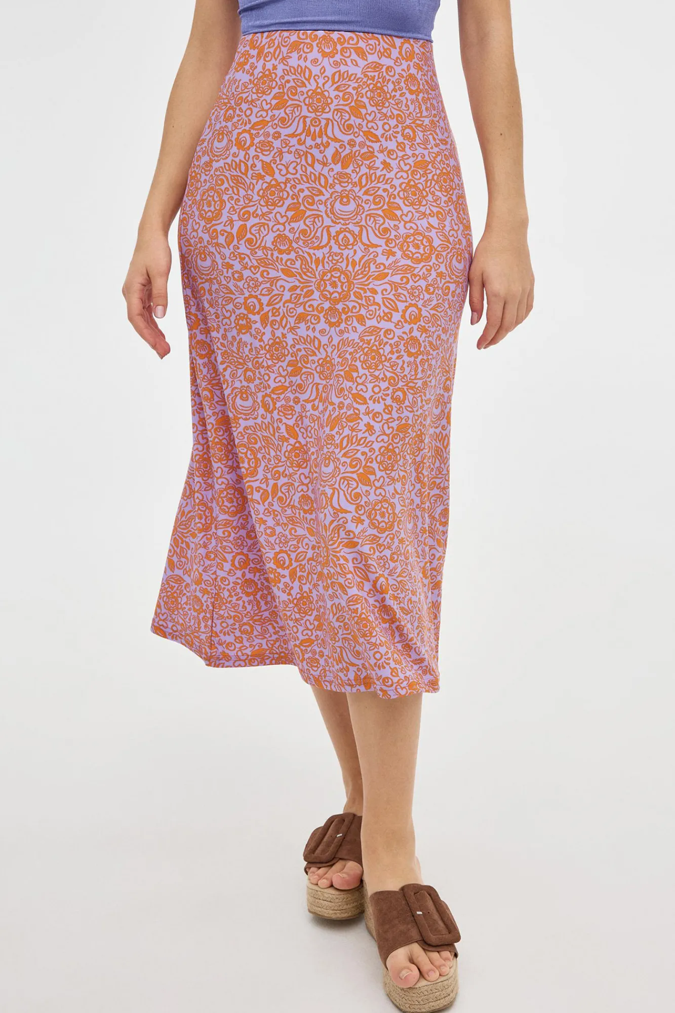Inside Falda Midi Con Estampado Morado Online
