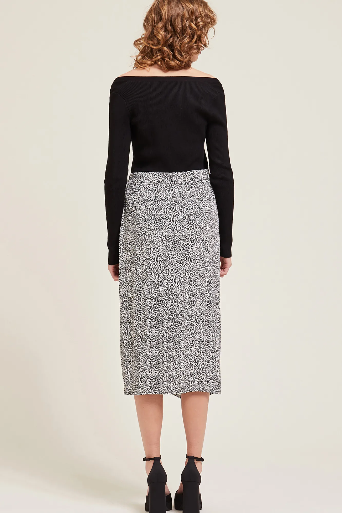 Pimkie Falda Midi Con Fruncidos Y Abertura Negro Clearance
