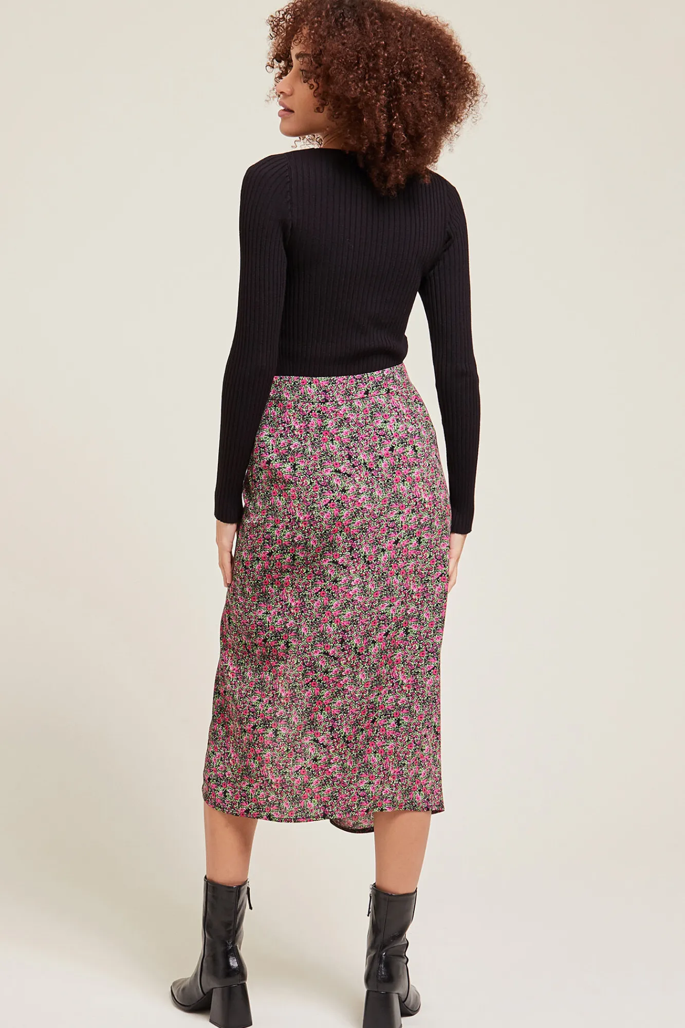 Pimkie Falda Midi Con Pieza Fruncida Y Abertura Estampado Rojo Online