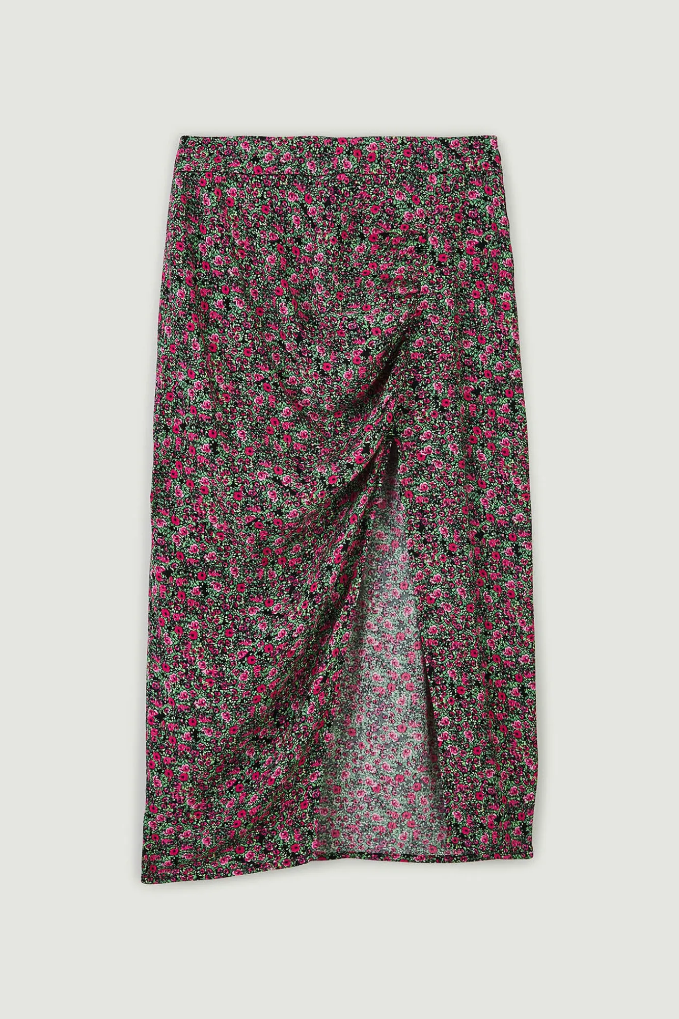 Pimkie Falda Midi Con Pieza Fruncida Y Abertura Estampado Rojo Online