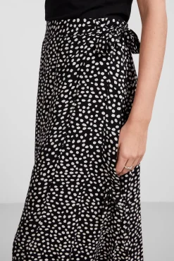 Pieces Falda Midi Cruzada. Negro New