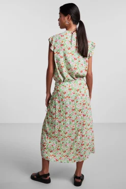 Pieces Falda Midi De Mujer Turquesa Outlet