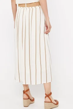 Cortefiel Falda Midi De Rayas Estampado Blanco Best