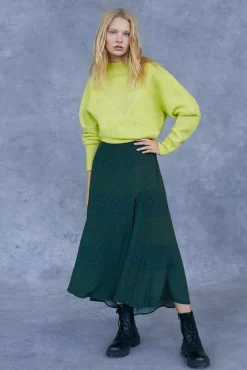 Slowlove Falda Midi Estampada Estampado Verde Online