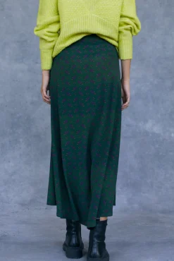 Slowlove Falda Midi Estampada Estampado Verde Online