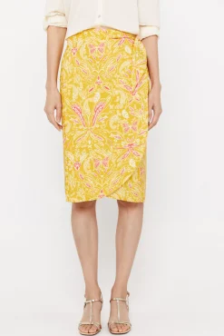 Cortefiel Falda Midi Estampada Estampado Amarillo Online