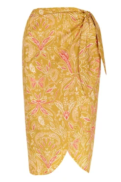 Cortefiel Falda Midi Estampada Estampado Amarillo Online