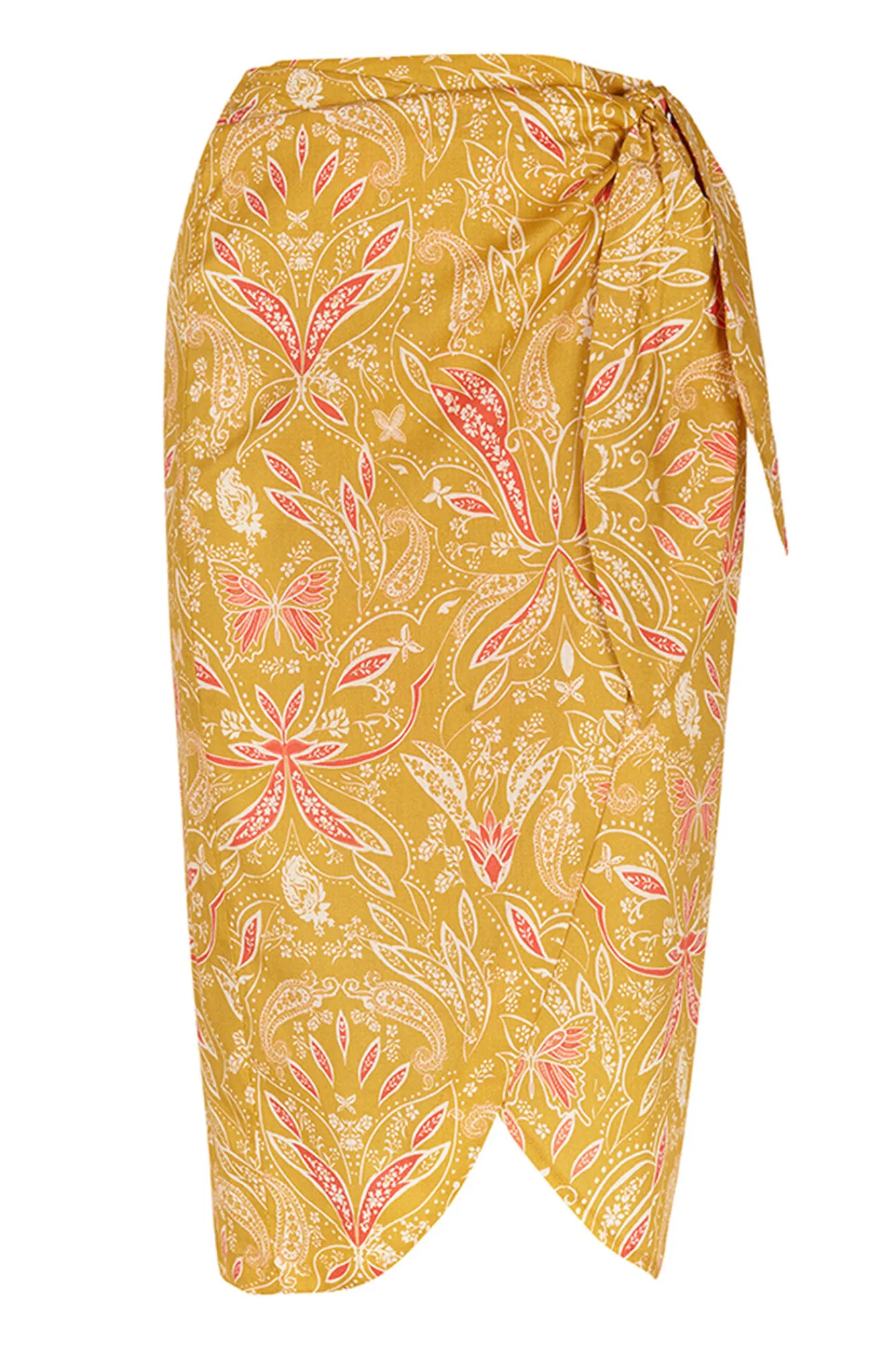 Cortefiel Falda Midi Estampada Estampado Amarillo Online
