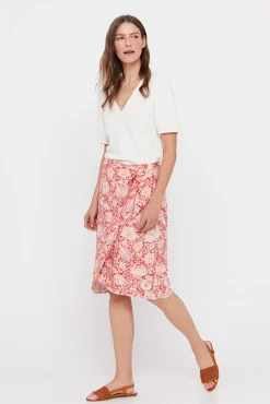 Cortefiel Falda Midi Estampada Estampado Rojo