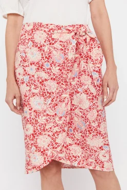 Cortefiel Falda Midi Estampada Estampado Rojo