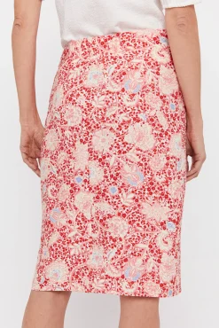 Cortefiel Falda Midi Estampada Estampado Rojo