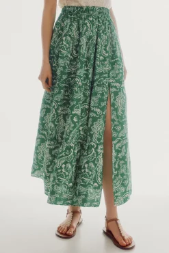 Slowlove Falda Midi Estampada Estampado Verde Hot