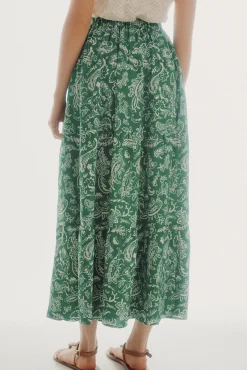 Slowlove Falda Midi Estampada Estampado Verde Hot