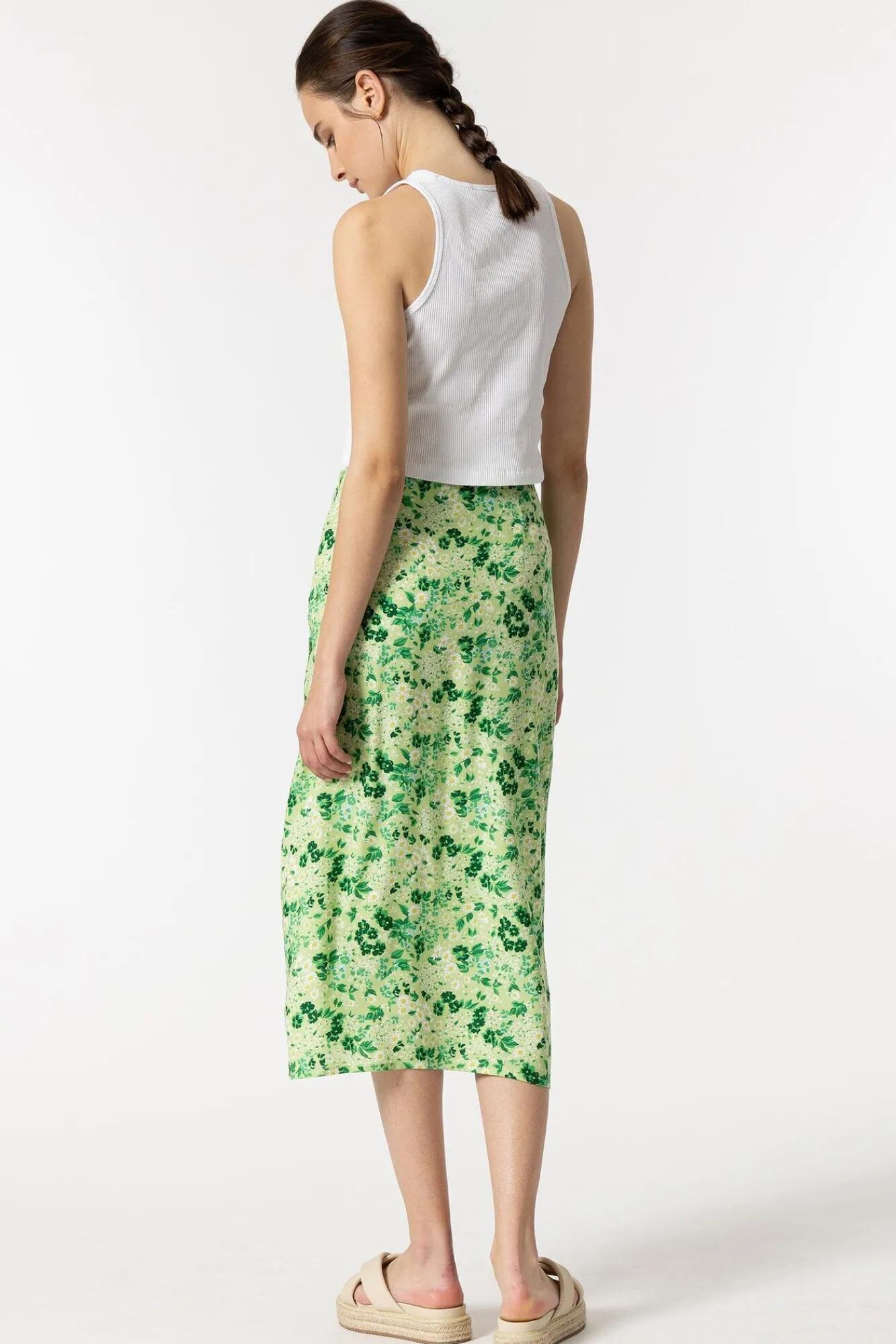 Tiffosi Falda Midi Estampada Con Frunces Marron Clearance