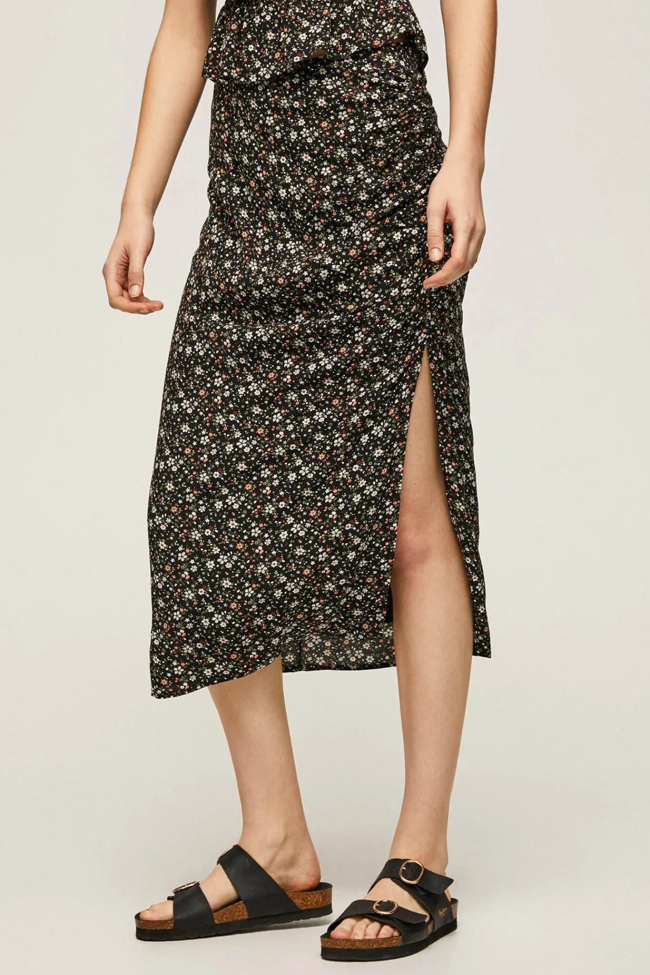Pepe Jeans Falda Midi Estampado Floral Multicolor New