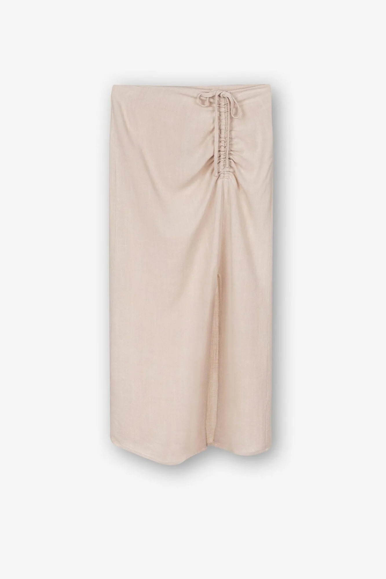 Tiffosi Falda Midi Lino Estampada Con Frunces Marron