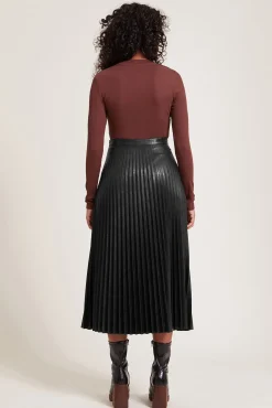 Pimkie Falda Midi Plisada De Polipiel Negro Online
