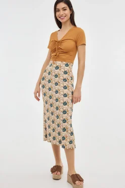 Inside Falda Midi Print Ajustada Multicolor Hot