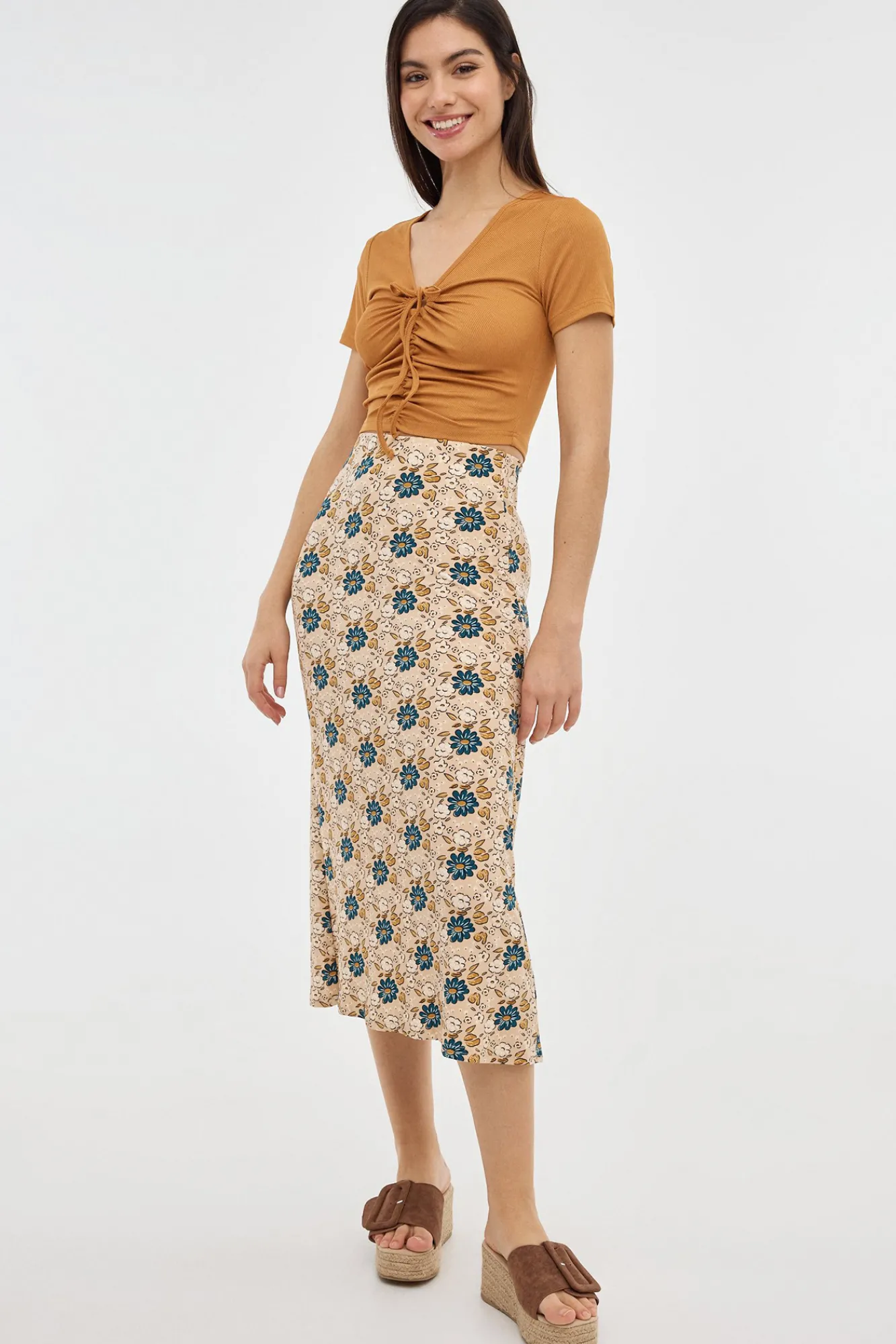 Inside Falda Midi Print Ajustada Multicolor Hot
