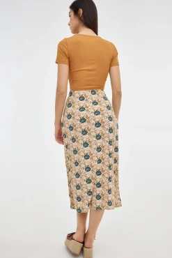 Inside Falda Midi Print Ajustada Multicolor Hot