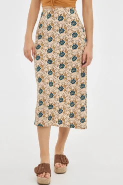Inside Falda Midi Print Ajustada Multicolor Hot