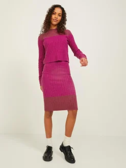 Jack & Jones Falda Midi Punto Morado