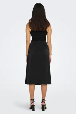 Only Falda Midi Satinada Negro Online