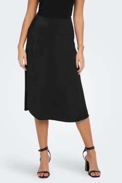 Only Falda Midi Satinada Negro Online