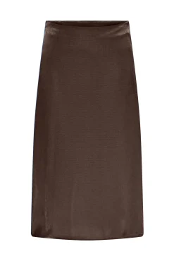 Only Falda Midi Satinada Marron Claro Online