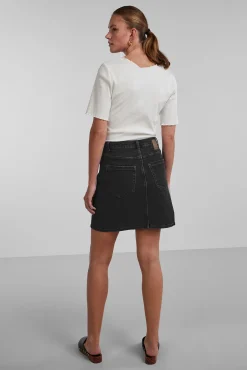 Pieces Falda Mini Denim Negro