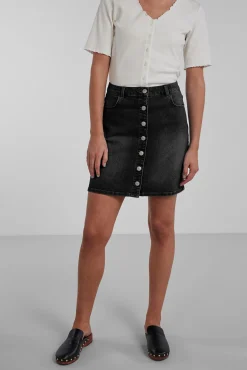Pieces Falda Mini Denim Negro