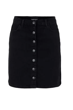 Pieces Falda Mini Denim Negro