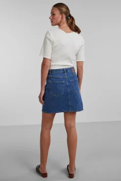 Pieces Falda Mini Denim Azul Medio Discount