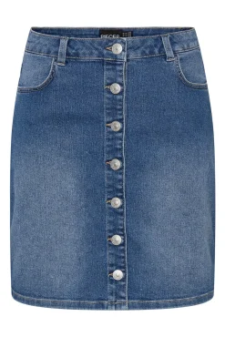 Pieces Falda Mini Denim Azul Medio Discount