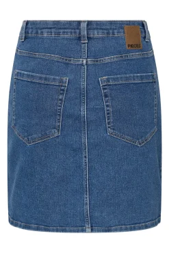 Pieces Falda Mini Denim Azul Medio Discount
