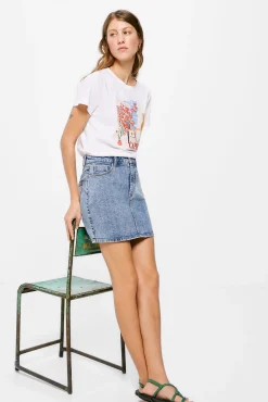 * Falda Mini Denim Azul Medio Outlet