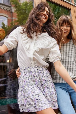 JDY Falda Mini Estampada Blanco Discount