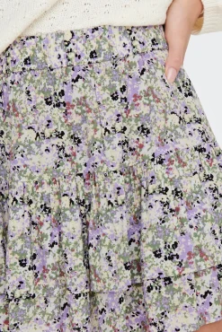 JDY Falda Mini Estampada Blanco Discount