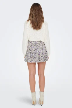 JDY Falda Mini Estampada Blanco Discount